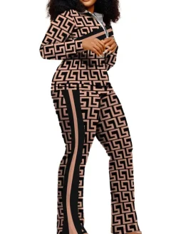 Two Piece Long Sleeve Printed Jacket Pants