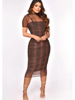 Two Piece Mesh Print Spaghetti Dress