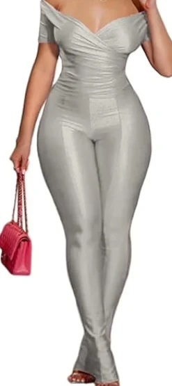 Two Piece Off Shoulder Top u0026Bodycon Flared Pant