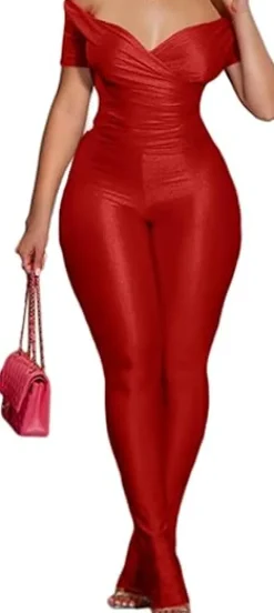 Two Piece Off Shoulder Top u0026Bodycon Flared Pant