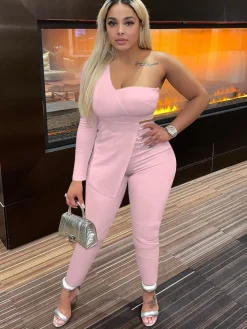 Two Piece One Shoulder Backless Outfits