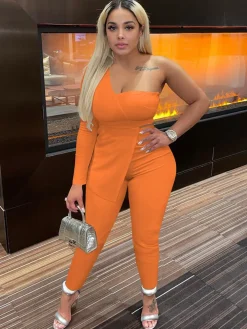 Two Piece One Shoulder Backless Outfits