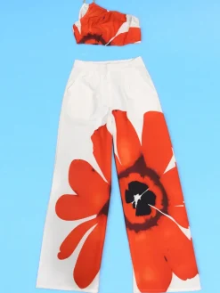 Two Piece One-Shoulder Floral Print Pants Set