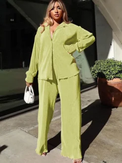 Two Piece Pleated Long Sleeve u0026 Long Pants