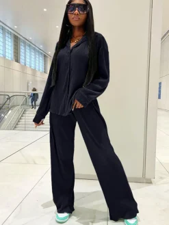 Two Piece Pleated Long Sleeve u0026 Long Pants