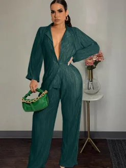 Two Piece Pleated Shirt Wide Leg Pants