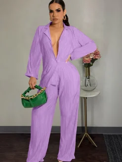 Two Piece Pleated Shirt Wide Leg Pants