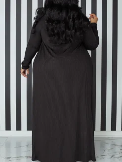 Two Piece Plus Size Solid Color Tube Dress Cardigan Set