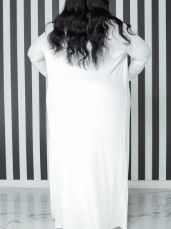 Two Piece Plus Size Solid Color Tube Dress Cardigan Set