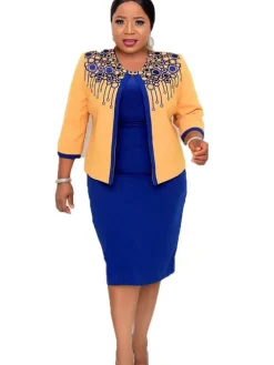 Two Piece Printed Cardigan u0026 Midi Dress