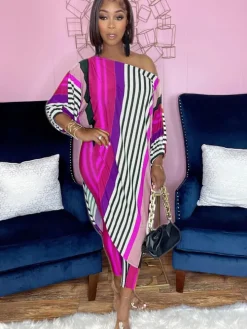 Two Piece Printed Irregular Top Skinny Long Pants