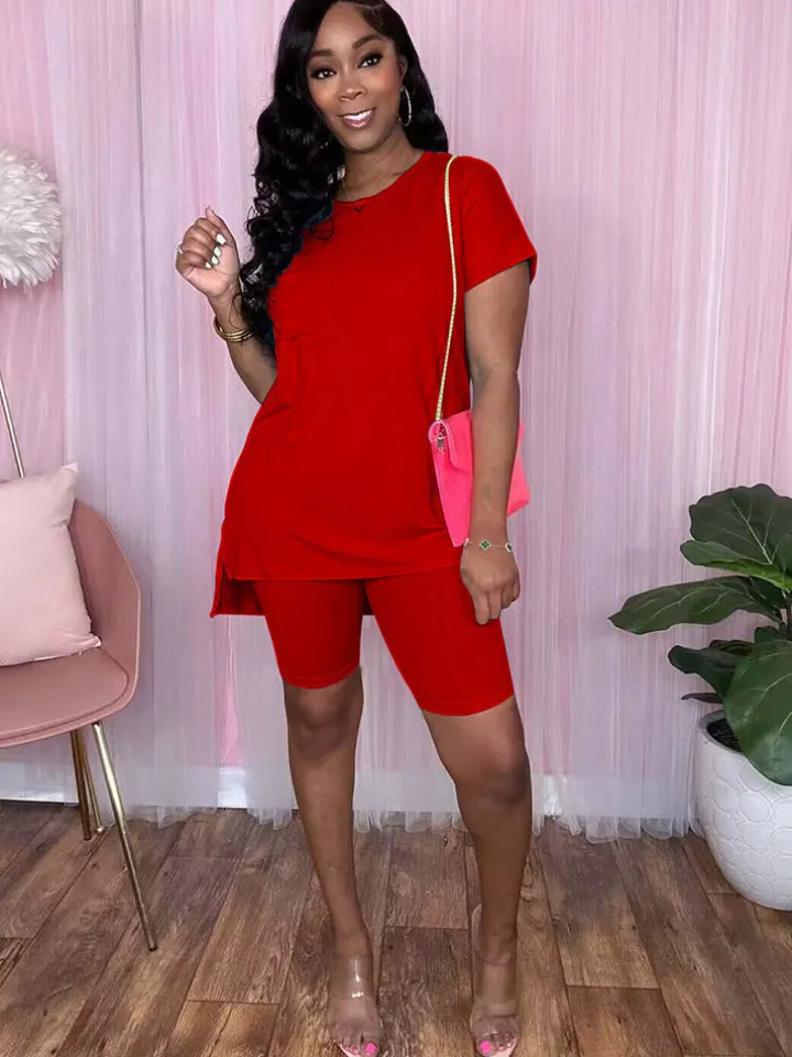 Two Piece Short Sleeve + Skinny Long Pants Set