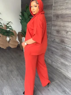 Two Piece Short Sleeve Hoodies Split Pants