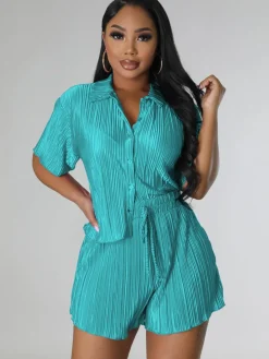 Two Piece Short Sleeve Shirts Shorts