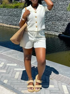 Two Piece Short Sleeve Shirt and Shorts