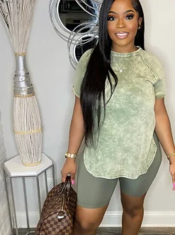 Two Piece Short Sleeve Top Shorts