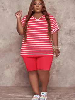 Two Piece Short Sleeve T-Shirt Bodycon Shorts