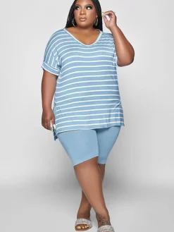 Two Piece Short Sleeve T-Shirt Bodycon Shorts