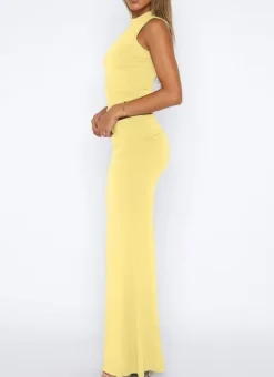 Two Piece Sleeveless Bodycon Top Ruched Skirt