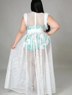 Two Piece Sleevelesss Mesh Dress Romper