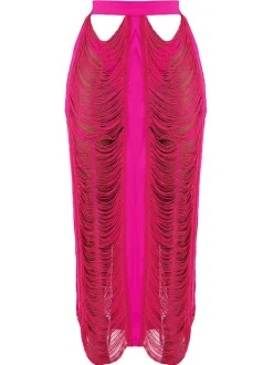 Two Piece Tassel Top Hollow Out Maxi Skrits