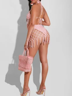 Two Piece Tassels Cover Up Swimsuit