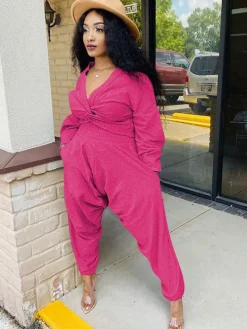 Two Piece V Neck Knot Crop Top Pants