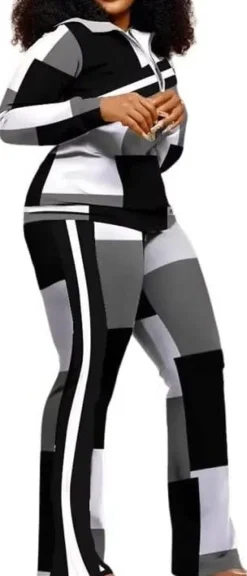 Two Piece Zipper Up Top Long Pants