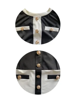 Two Pieces Color Block Button Front Skirt Set