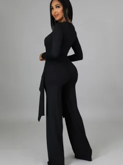 Two Pieces Irregular Lace Up V Neck Top Long Pants