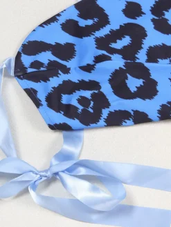 Two Pieces Print Lace-Up Cargo Pants Set