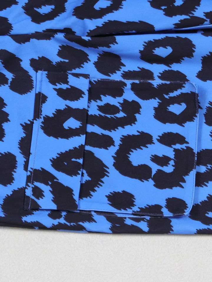 Two Pieces Print Lace-Up Cargo Pants Set