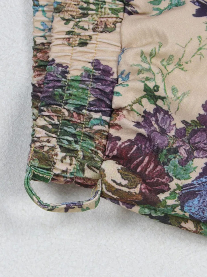 Two Pieces Print Lace-Up Cargo Pants Set