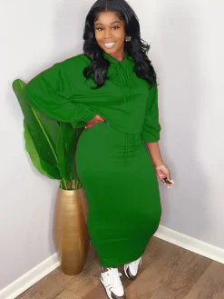 Two Pieces Scoop Neck Rib Crop Top Bodycon Skrit