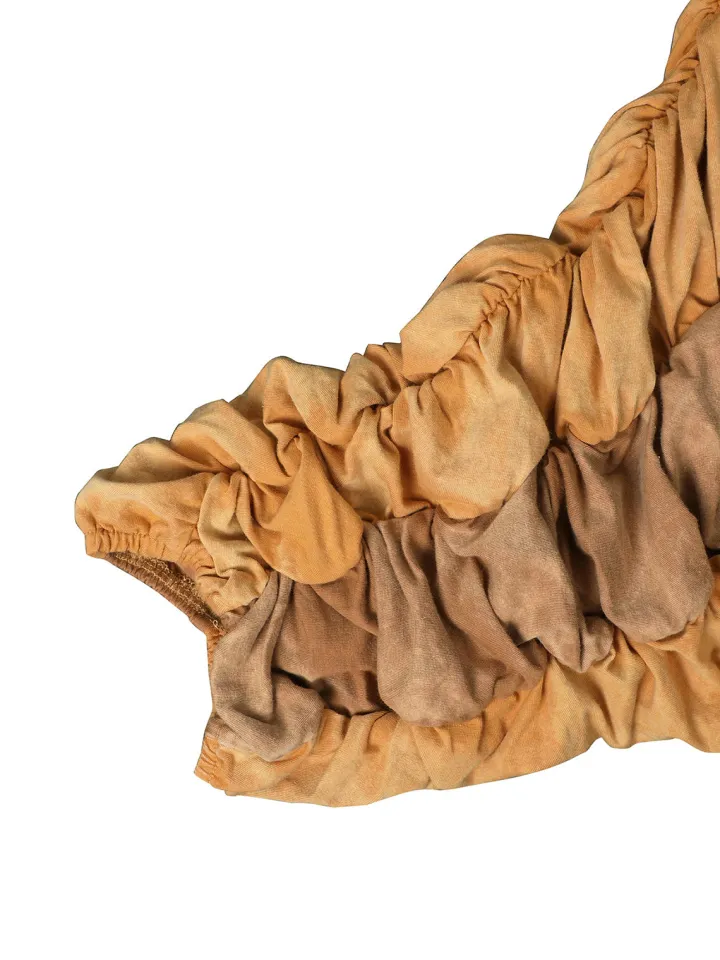 Two Pieces Solid Color Ruched Pants Set