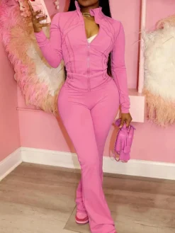 Two Pieces Sporty Fitted Flare Pants Set