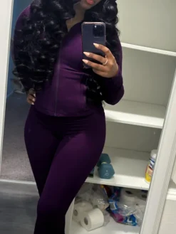 Two Pieces Sporty Fitted Flare Pants Set