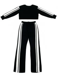 Two Pieces Striped Hoodie Pants Set