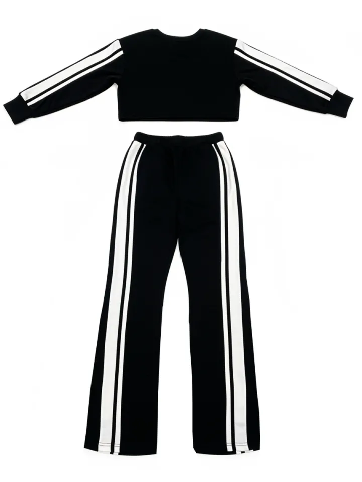 Two Pieces Striped Hoodie Pants Set