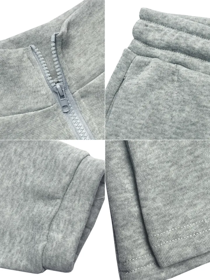 Two Pieces Zip Up Drawstring Pants Sets