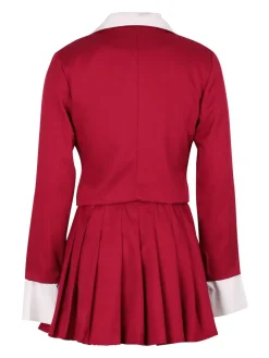 Two-Piece Blazer Shirt Collar Pleated Skirt Set