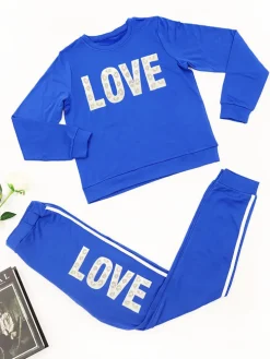 Two-Piece Casual Letter Leopard Print Pants Set