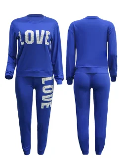 Two-Piece Casual Letter Leopard Print Pants Set