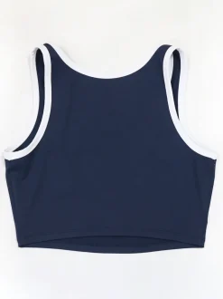 Two-Piece Contrast Trim Crop Top Skirt Shorts Set