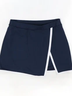 Two-Piece Contrast Trim Crop Top Skirt Shorts Set