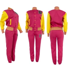 Two-Piece Letter Print Color Block Baseball Set