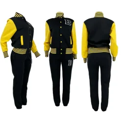 Two-Piece Letter Print Color Block Baseball Set