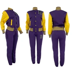 Two-Piece Letter Print Color Block Baseball Set