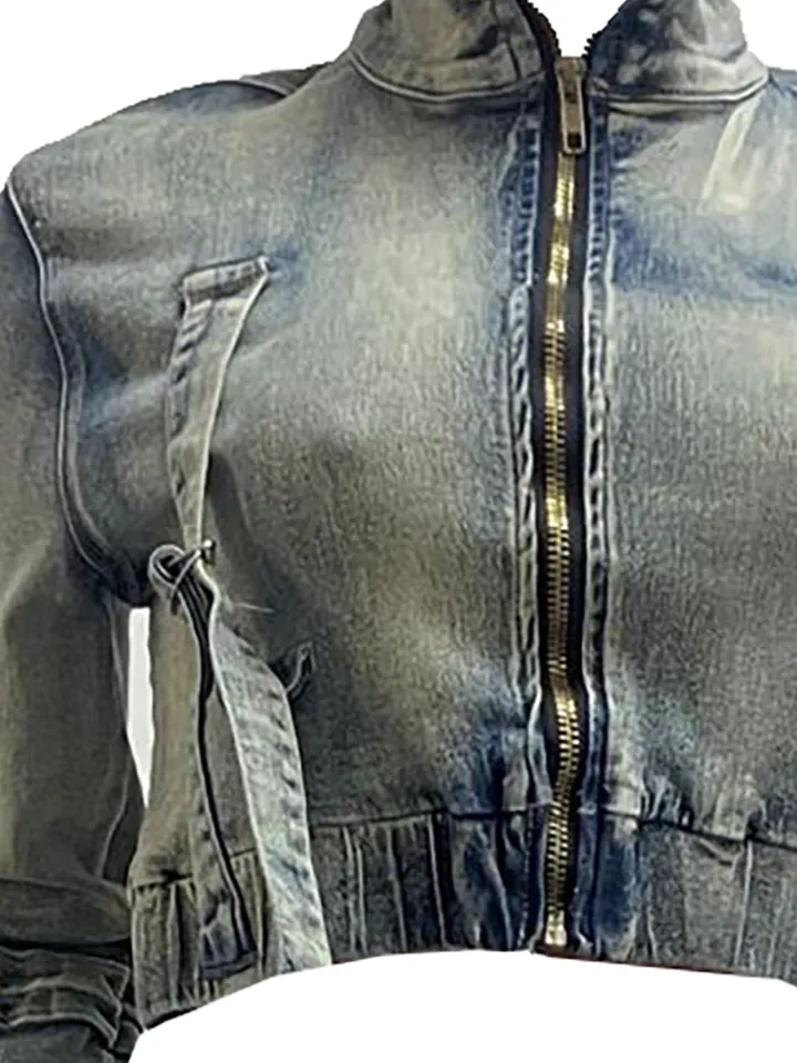 Two-Piece Multi-Pocket Denim Set