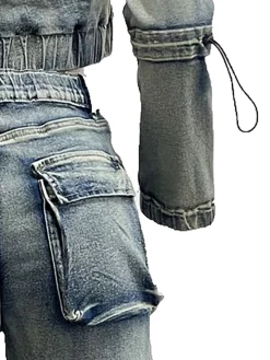 Two-Piece Multi-Pocket Denim Set